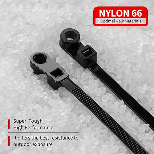 Miniatura 4 de 200 PCS Bridas Negras de 12 pulgadas con Agujero para Tornillo 75lbs Cabeza Montable Bridas para Cables Correas Multiusos de Nailon Resistente