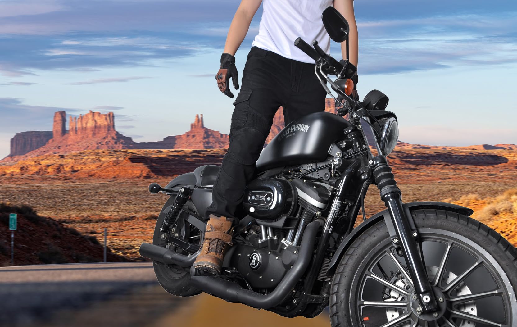Pantalon Moto Hombre con Protecciones, Elástico Jeans Moto Uomo, Invernale/Estivo, Multicolor Opcional
