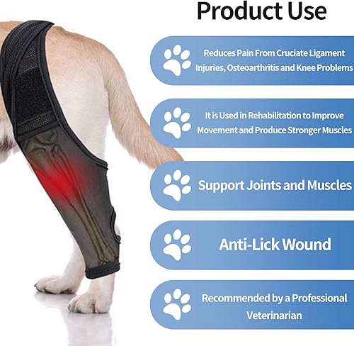 Miniatura 2 de Rodillera para perro  Soporte para displasia de cadera del ACL desgarrado, artritis y lesiones de ligamentos, comodidad para piernas delanteras y