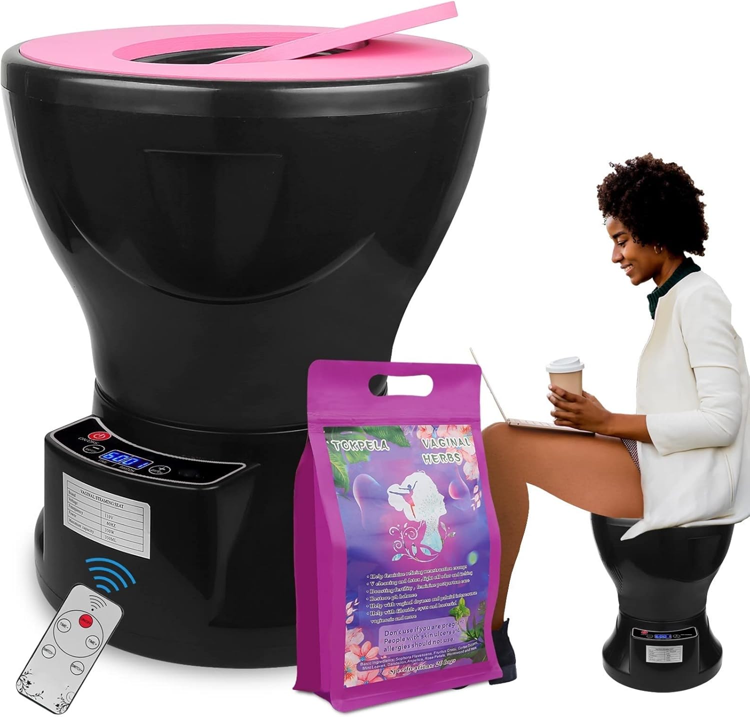 TOKPELA Yoni Steam Pot, Yoni Steam Kit, V Steam at Home Kit with 20 Bags Yoni Herbs, Yoni Seat for Women V Cleaning, Ph Balance, Postpartum Care and more