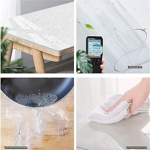 Miniatura 6 de KDLKCT6 Mantel de plástico transparente de 0.059in de grosor, protector de mesa transparente, tapete de escritorio, tapete rectangular de mesa,