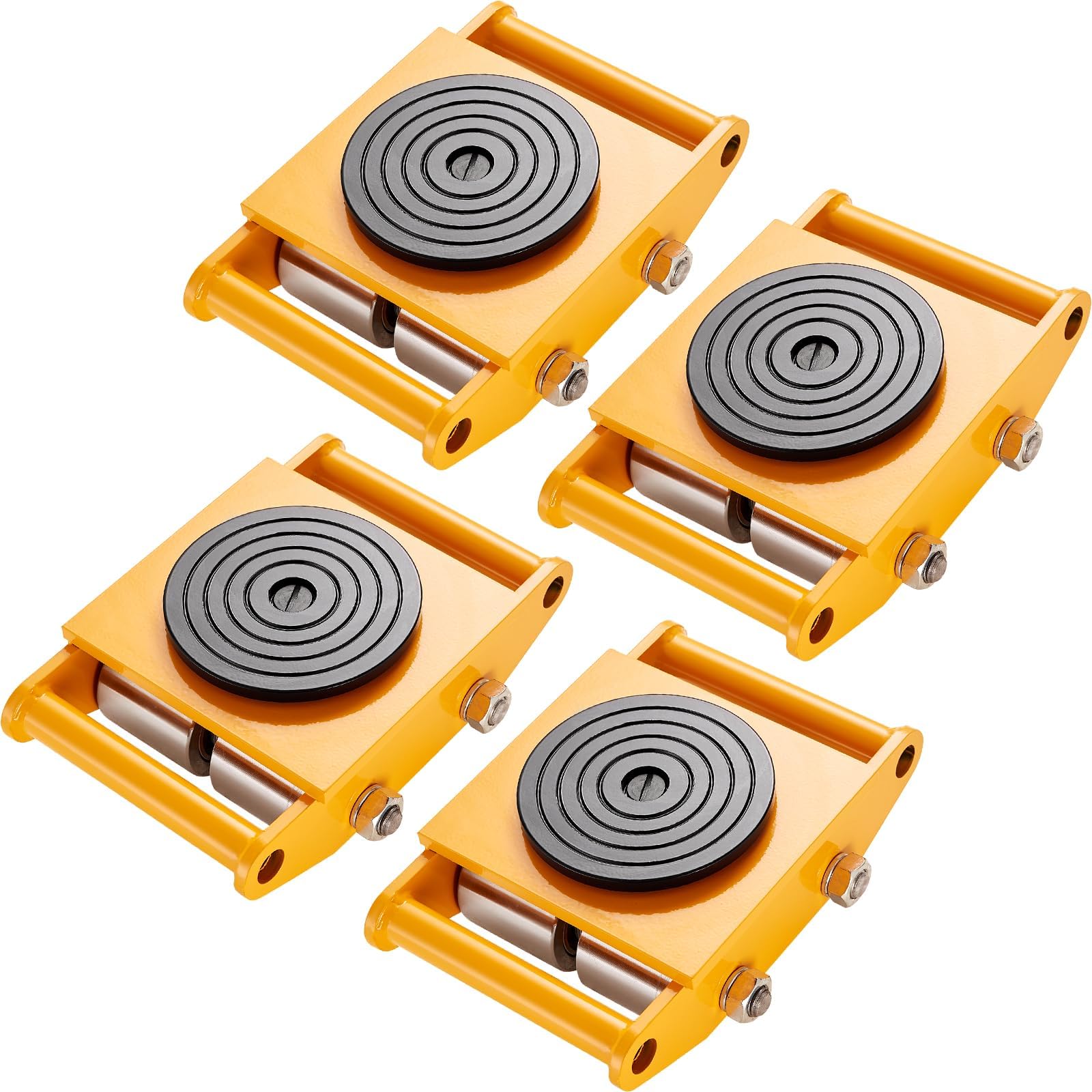 VEVOR 4PCS Machinery Skate Dolly, 26455LBS/12T Industrial Machinery Mover, Heavy Duty Carbon Steel Machinery Moving Skate & 4 Carbon Steel Wheels and 360° Rotation Non-Slip Cap for Warehouse, Factory