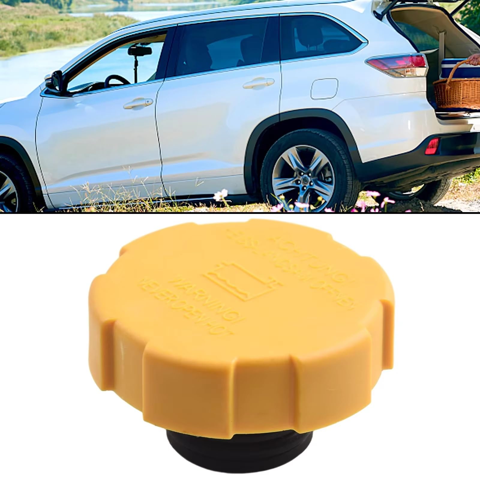Compatible con Fiat Croma 2005 2006 2007 2008 2009 2010 2011 2012. Tapa de plástico del depósito de expansión del refrigerante del radiador. Número de Pieza: 9202799 1304677.