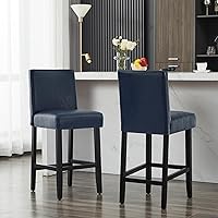 Vista 63 de Taburetes de bar de piel sintética de 26 pulgadas, modernas sillas de bar tapizadas de altura de barra, taburetes de bar con patas de madera maciza