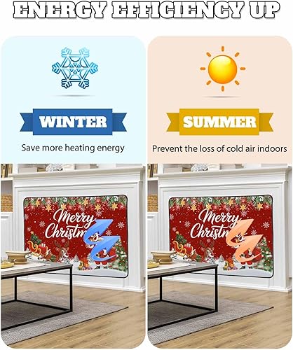 Miniatura 4 de Cubierta magnética roja para chimenea de Papá Noel, detiene la pérdida de calor, pantalla de chimenea para interiores, árbol de alce de Navidad,