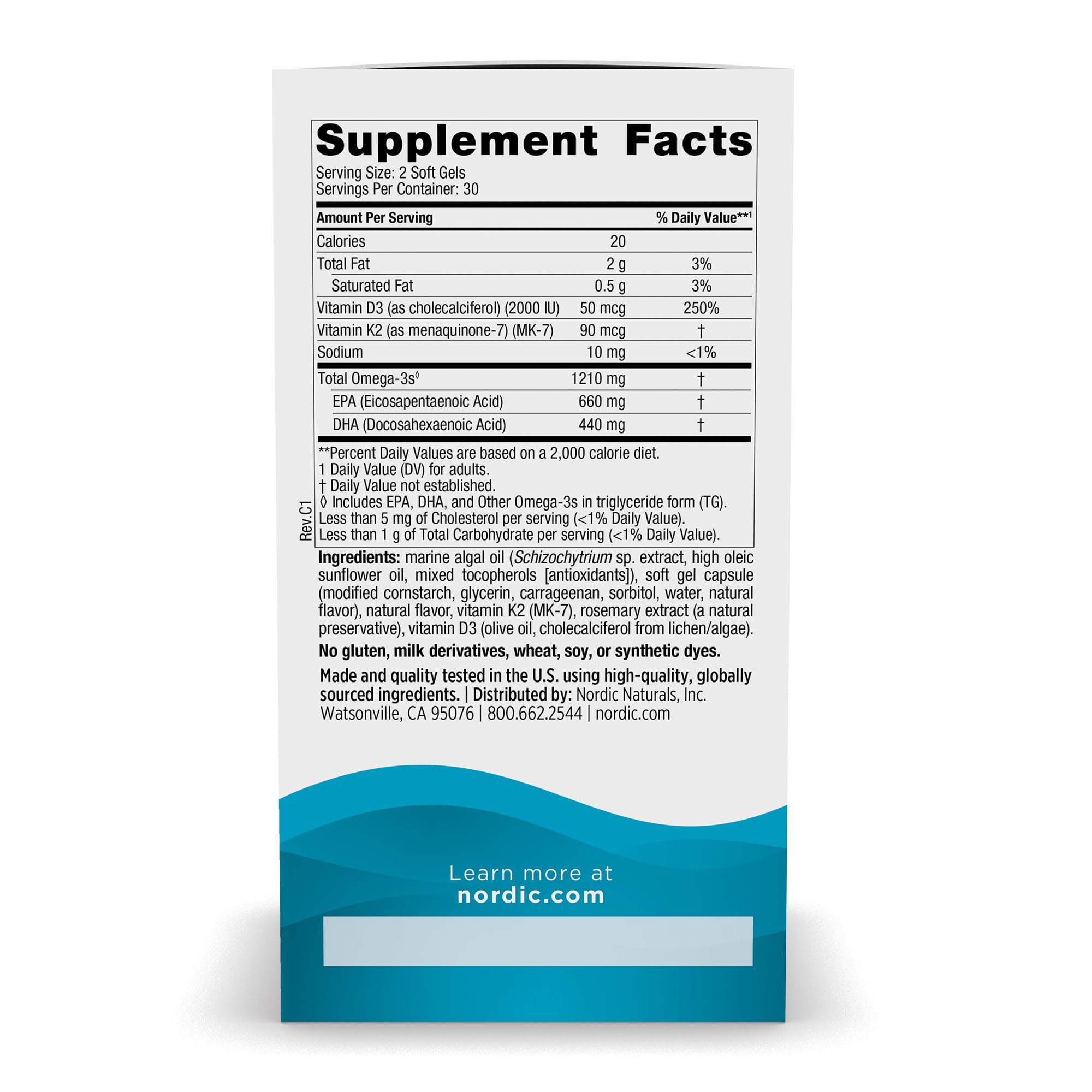 Nordic Naturals Plant-Based Omega-3 D3+K2, 1210mg, Vegan Softgels - 60 Count — Amazon image 4