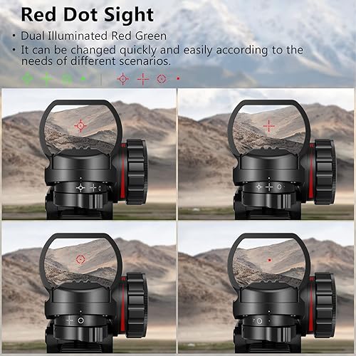 Vista 10 de MidTen 4-16x50 AO - Alcance táctico para rifle táctico con doble iluminación y 4 retículas holográficas, mira de punto rojo/verde y vista láser