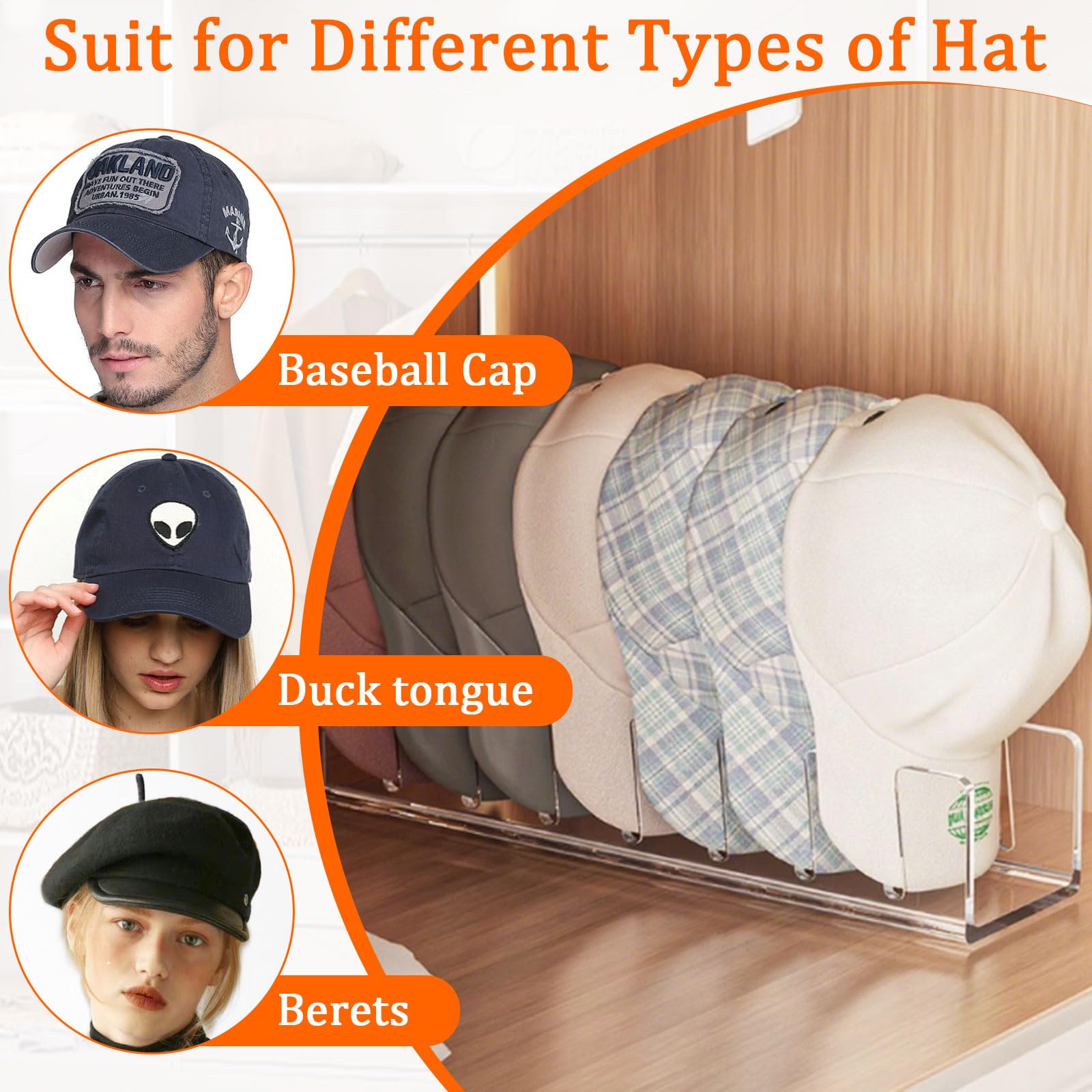 3 Pcs Porte-casquette De Baseball Vitrine Transparente Pour Chapeaux