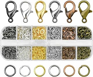 Lobster Claw Clasps & Open Jump Rings for Jewelry Making Necklace Bracelet Chain Jewelry Findings Kit Silver Gold Jewelry Ring Clasp Jump Clasp Ring for Jewelry DIY Jewelry Repair Supplies (6 Colors)