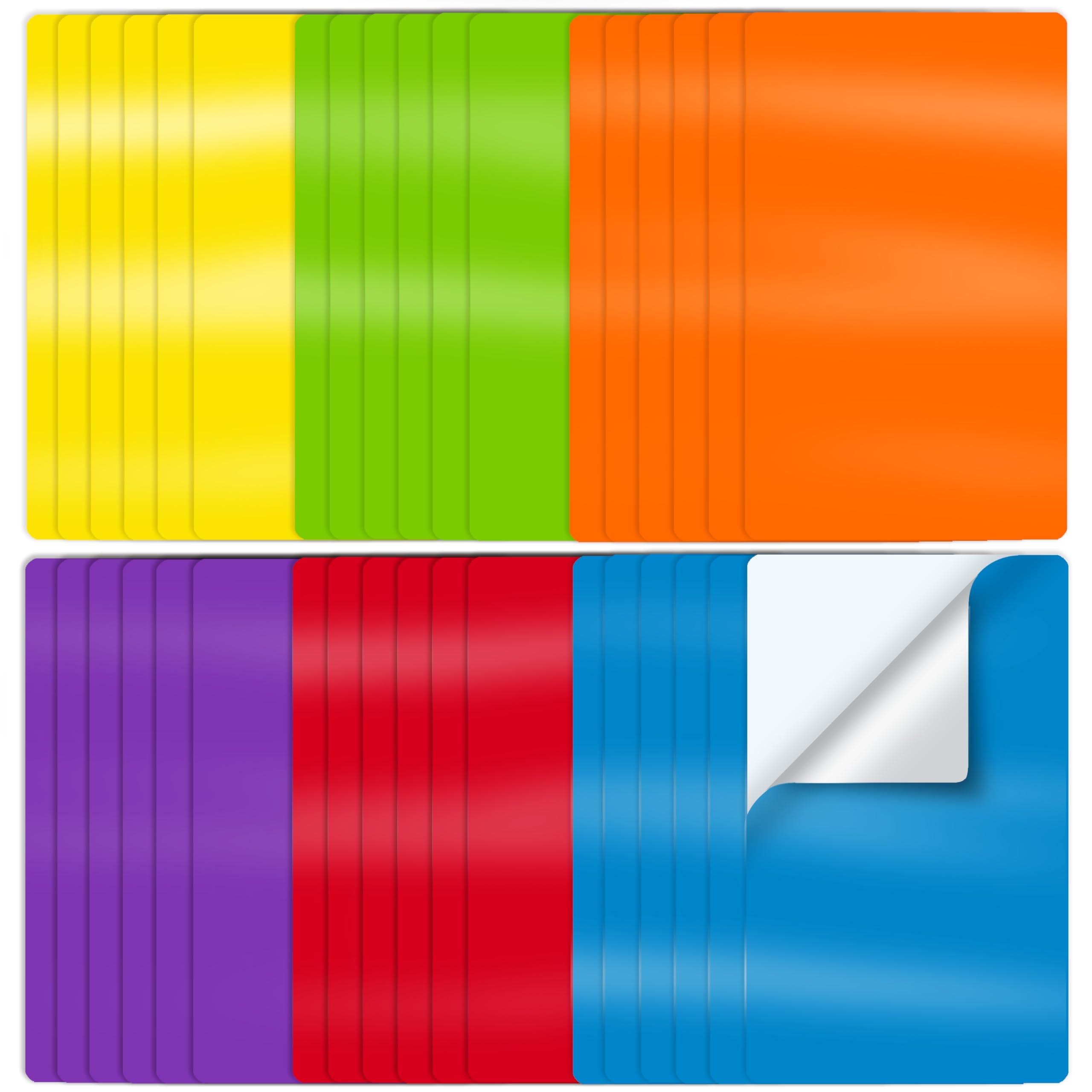 36 Pack Dry Erase Stickers, 3" x 5" Size, Assorted Colors, Easy to Remove Peel and Stick Vinyl Decals for Organizing, Color Coded Labeling of Household or Classroom Items, by Better Office Products