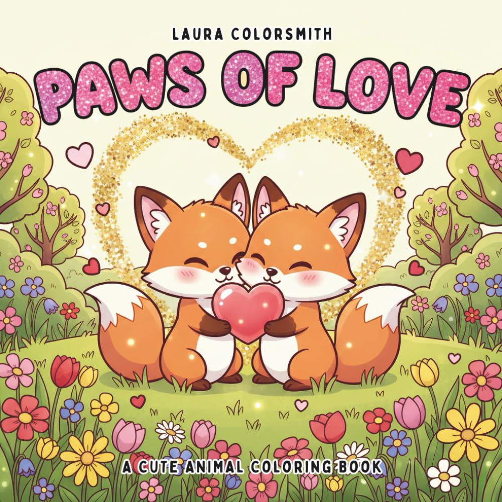 Paws of Love - A Cute Animal Coloring Book: A Sweet Coloring Book with Cute Animals in Love, Cozy Scenes, and Gentle Stress Relief (Coloring book for Valentine)