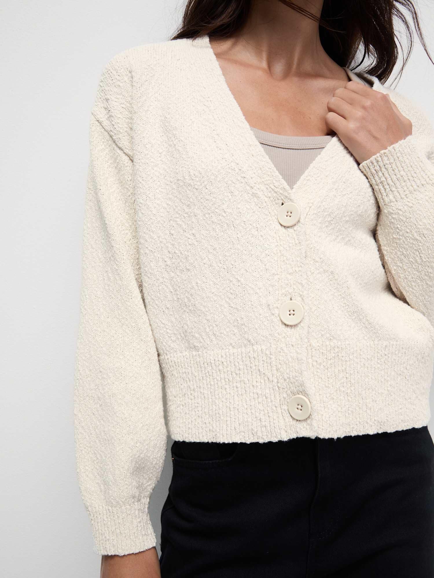 Marks & Spencer Donna Cardigan Testurizzato Scollo a V Comodo Ricco di Cotone – vestibilità Comoda
