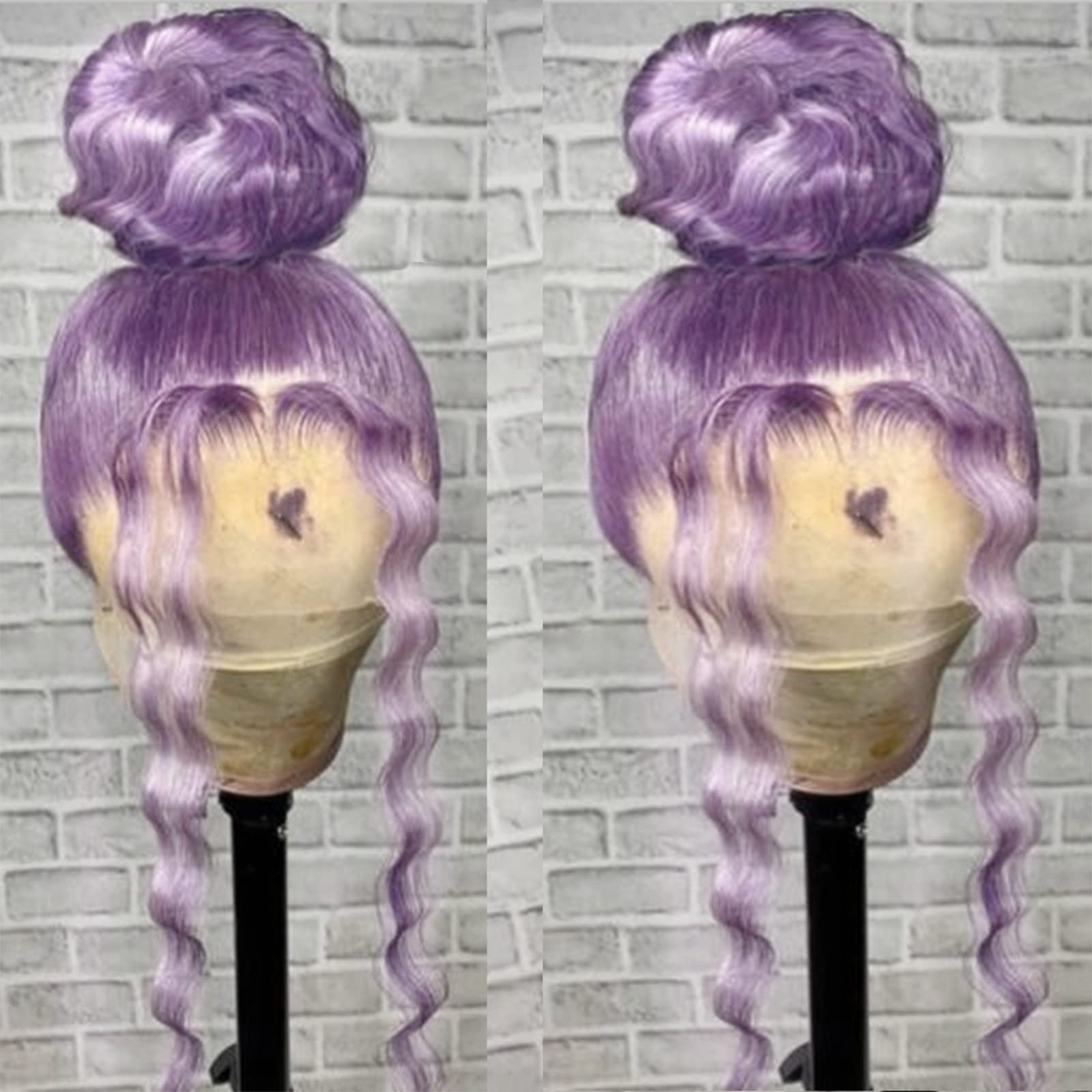 ANDRIA 13x4 HD Transparent Lace Front Wigs 26 Inch Light Purple Curly Lace Front Wig with Baby Hair Pre-Plucked Glueless Lace Front Wigs 200% Density