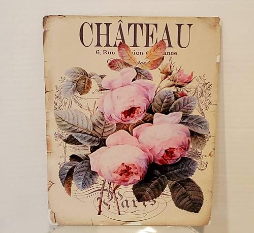 Eeypy Vintage French Floral Spring Roses Farmhouse Country Charm Rustic Roses Vintage Poster Metal Tin Signs Placa de pintura de hierro, decoración