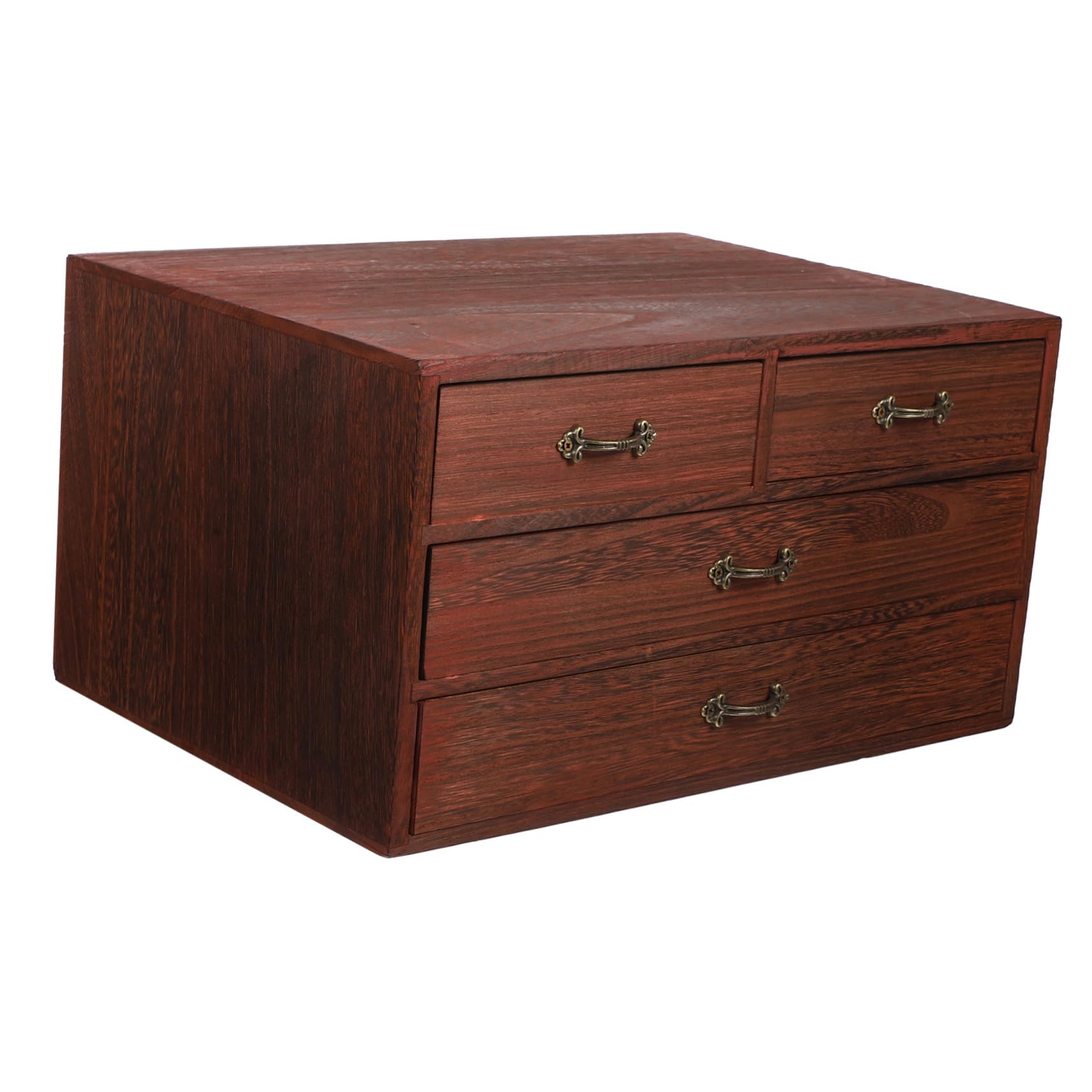 Schreibtisch-Organizer aus Holz mit Schubladen, Vintage-Büro-Aufbewahrungsbox für Make-up, Schmuck und Teetablett