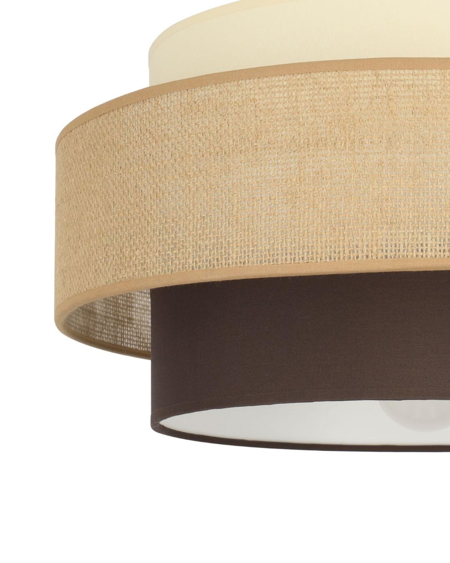 Licht-Erlebnisse Deckenleuchte Stoffschirm Metall Weiß Ecru Beige Braun E27 gemütlich wohnlich blendarm Esszimmer Wohnzimmer Ø 40 cm Deckenlampe Büro