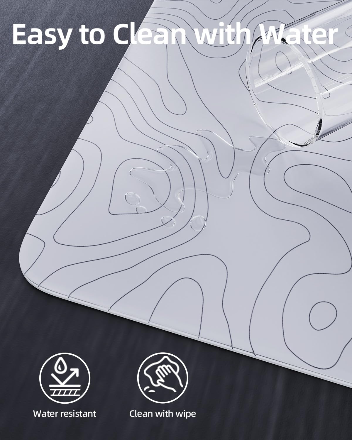 MAMBASNAKE X ATTACK SHARK CM05 Contour Glass Hard Gaming Mousepad,Nano-Micro -Etched Texture,Smooth Glass Surface,High Accuracy,Fast-Moving,Anti-Scratch, PU Leather Non-Slip Base, Large Size(450×400mm - View #11