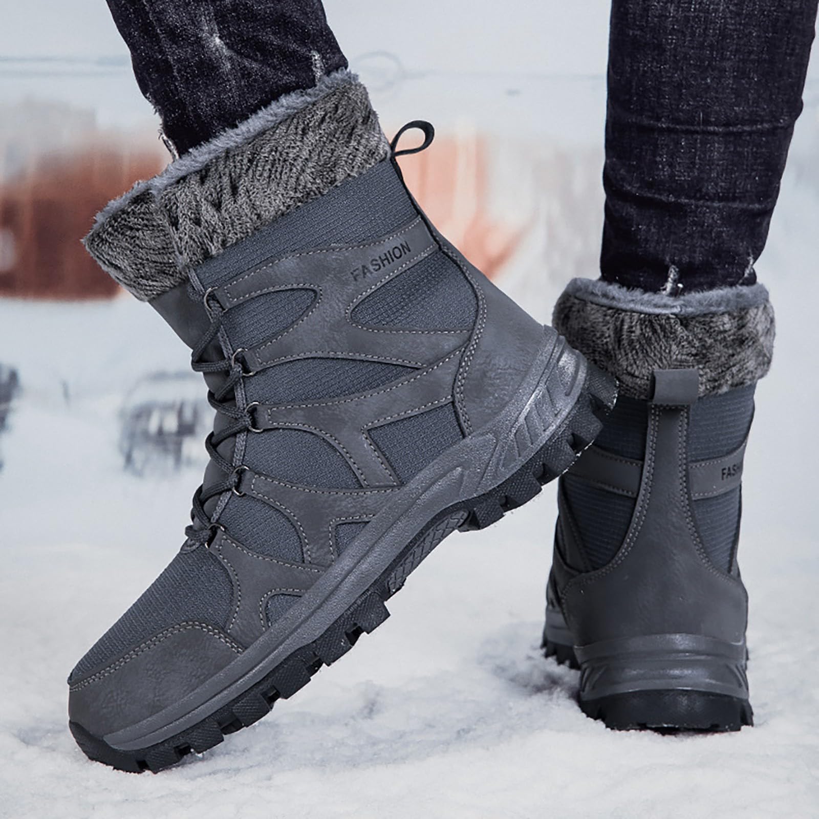 Chaussures Fourrées Homme Bottes de Neige Froides d'hiver Chaussures en Coton Rembourrées Chaussures de Neige pour Hommes et Femmes Chaussures de Ski en Plein Airbotte Femme Neige