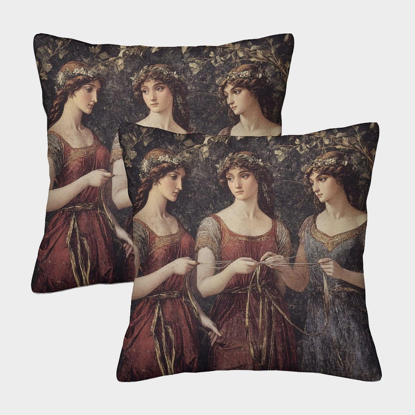 kaiyun 2 Pack Ancient Greek Religious Mythology Pillow Case 3D Goddess of Fate Printed Cushion Box Suitable for Home Living Room Decoration Car Pillow Case 40x40cm