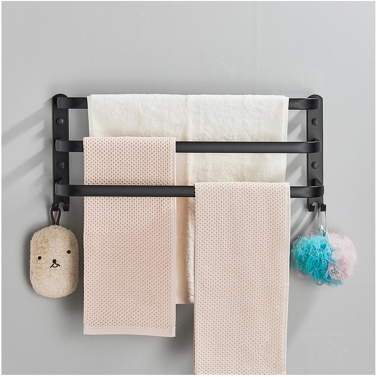 Porte-serviettes de salle de bain 60cm avec crochets de suspension pour mur