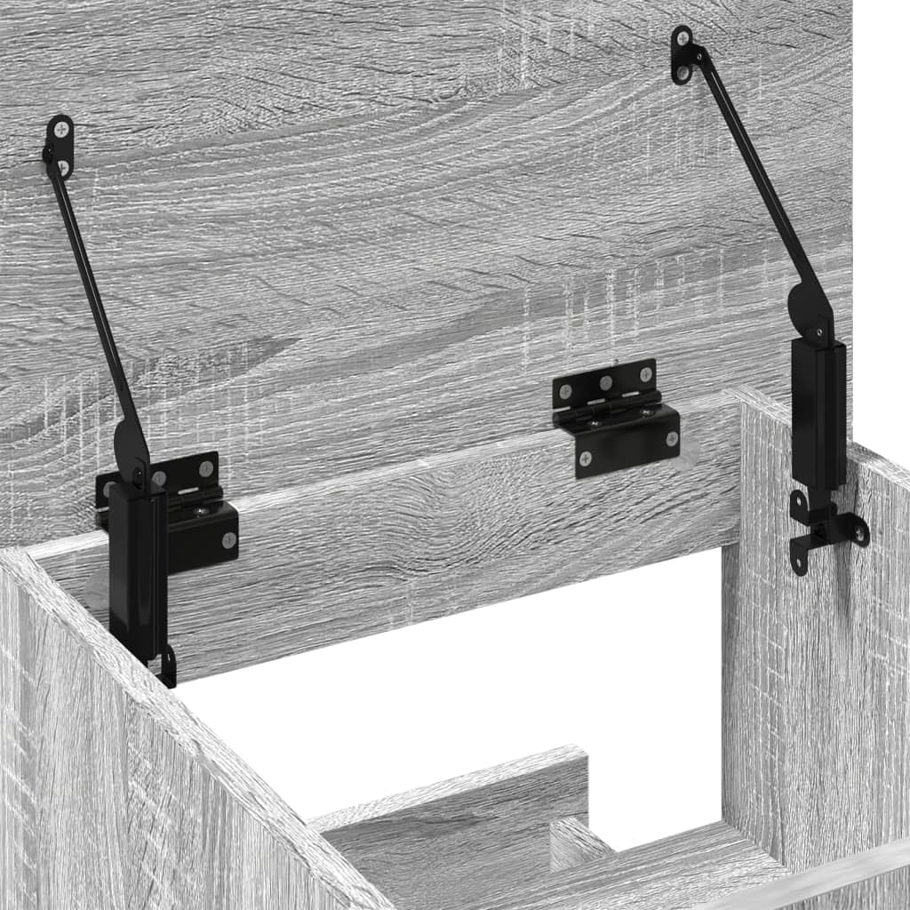 Atril con ruedas y cajón, gris Sonoma, 55 x 55 x 107 cm, escritorio de pie móvil con placa superior inclinable y espacio de almacenamiento para presentaciones y oficina de material de madera