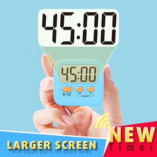 Miniatura 52 de Antonki Paquete de 2 temporizadores digitales para niños, temporizadores de cocina magnéticos de cuenta regresiva para cocinar, huevos, aula, 2 x