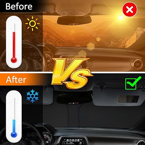 Miniatura 5 de D-Lumina Parasol plegable para parabrisas para Chevy Camaro 2016 2017 2018 2019 2020 2021 2022 2023, protector de visera de sol frontal bloquea los