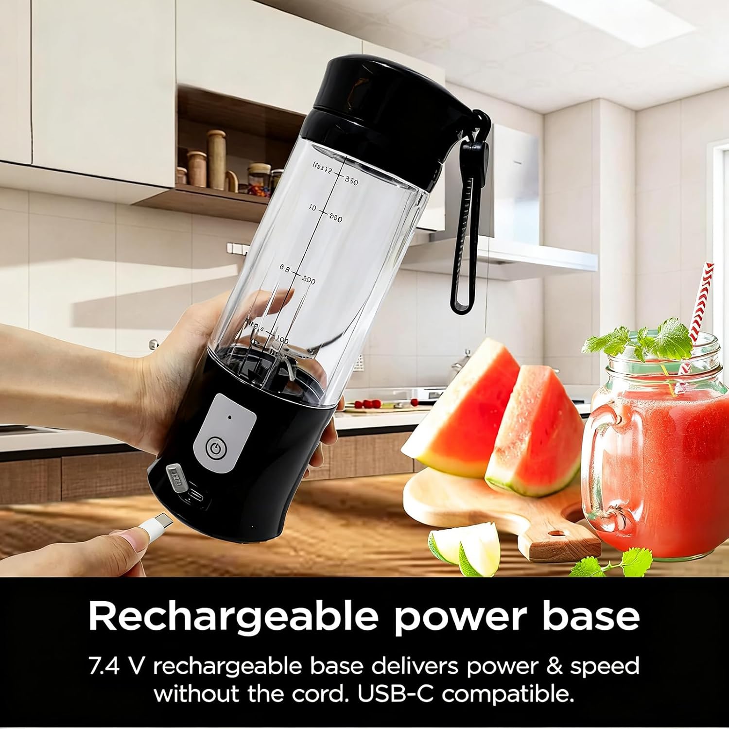 Portable Personal Blender,13OZ Cordless Juicer Cup,Serrated 6 Blade with Filter,USB Rechargeable and Self Cleaning,Ideal for Smoothies,Ice Blending,Juicing, Mini Blender for Travel Sports Outgoing