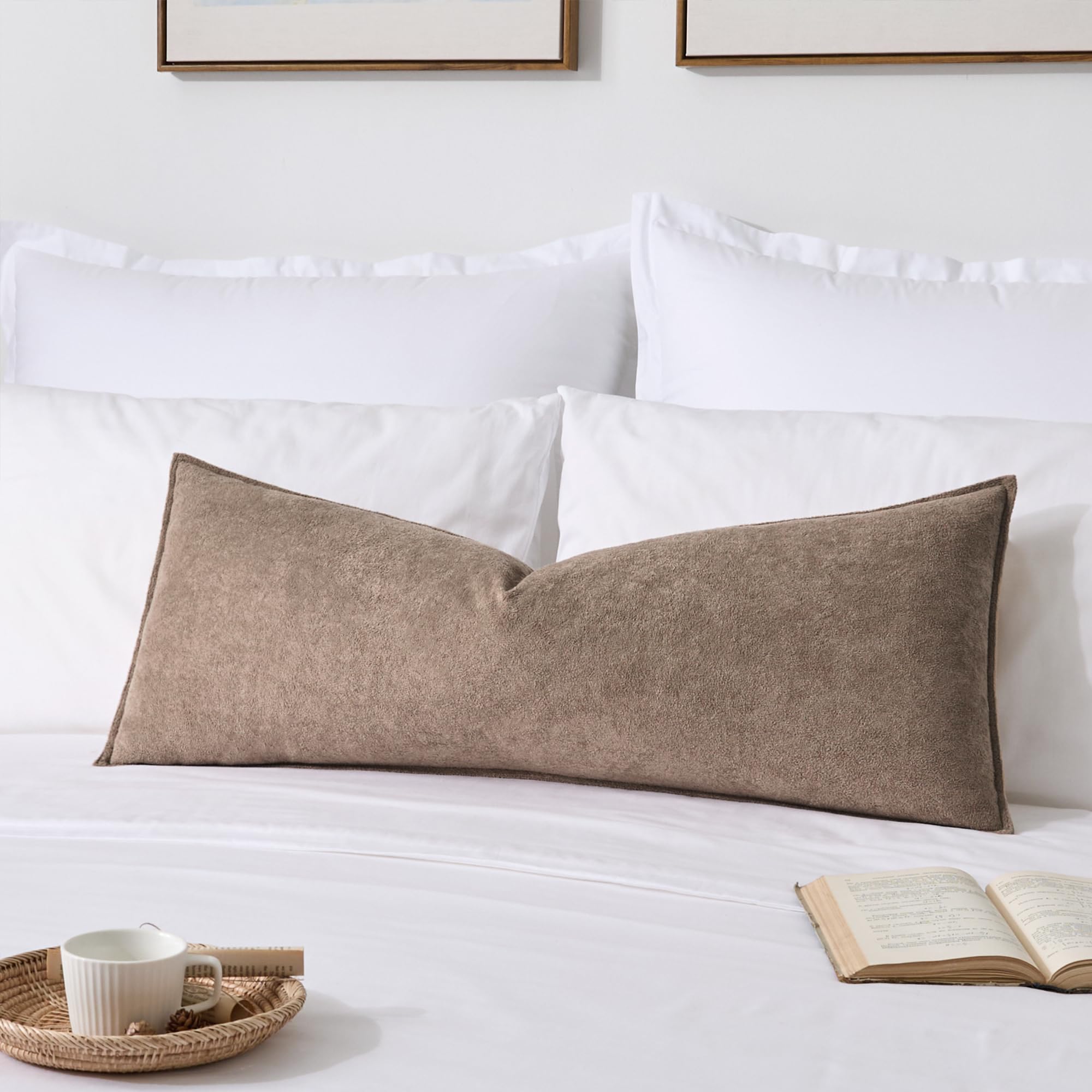 Photo 1 of **COVER ONLY**** Kevin Textile 14x36 Inch Long Lumbar Cover 1 Pack Soft Boucle Textured Decorative Waterproof Rectangle Cushion Elegant Accent Pillows for Couch Sofa Chair Bed Home Decor Indoor Outdoor Taupe
