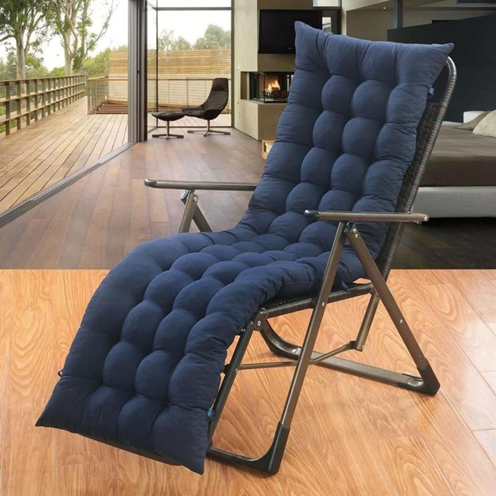Extra Thick Sun Lounger Cushion Sunlounger Cushion Only Soft and Comfy Bench Chair Cushion Padded Rocking Chair for Garden Patio Balcony Bay Window (Dark blue,160 * 50)