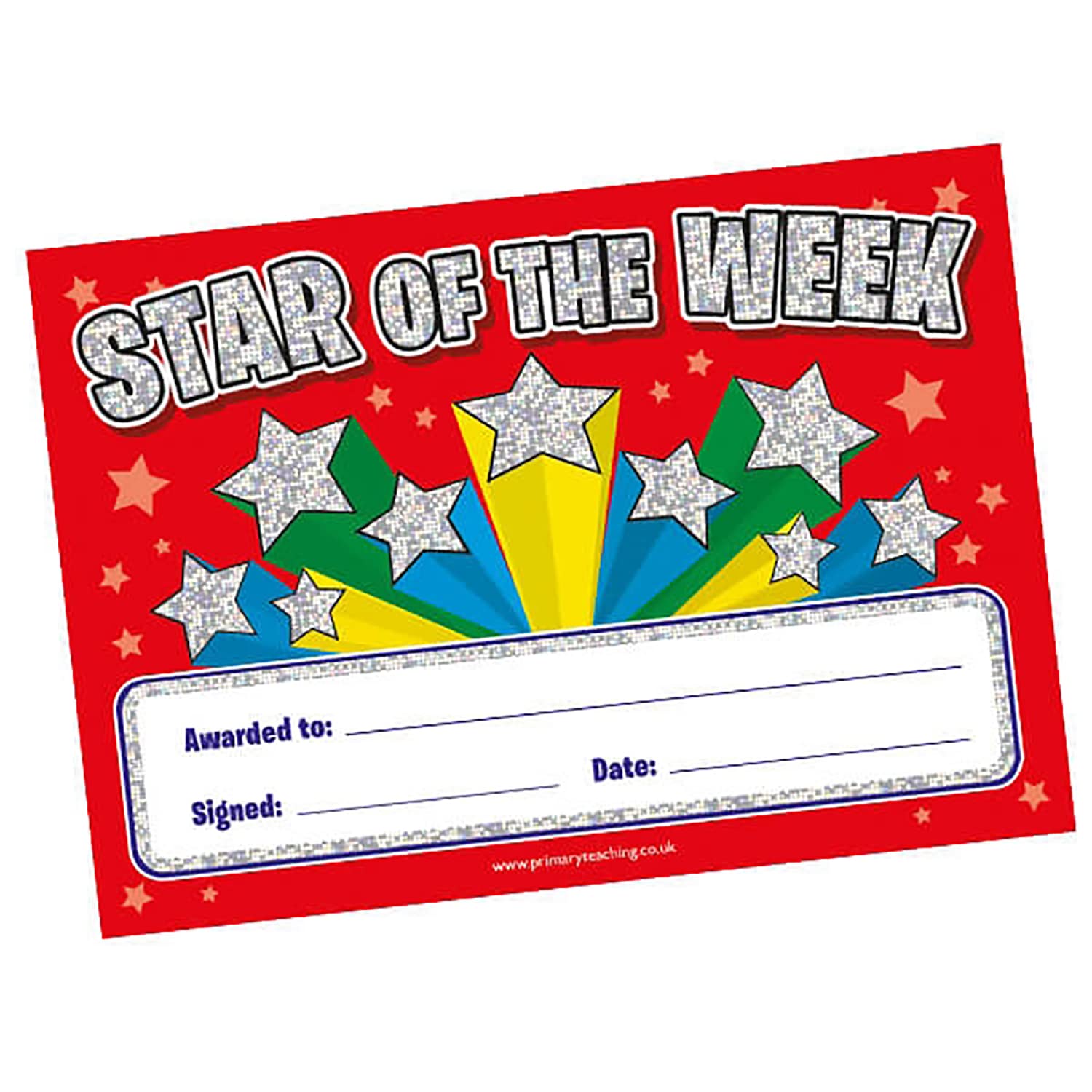 40 Holographic Star of The Week Red Certificates A5 Primary Teaching Services