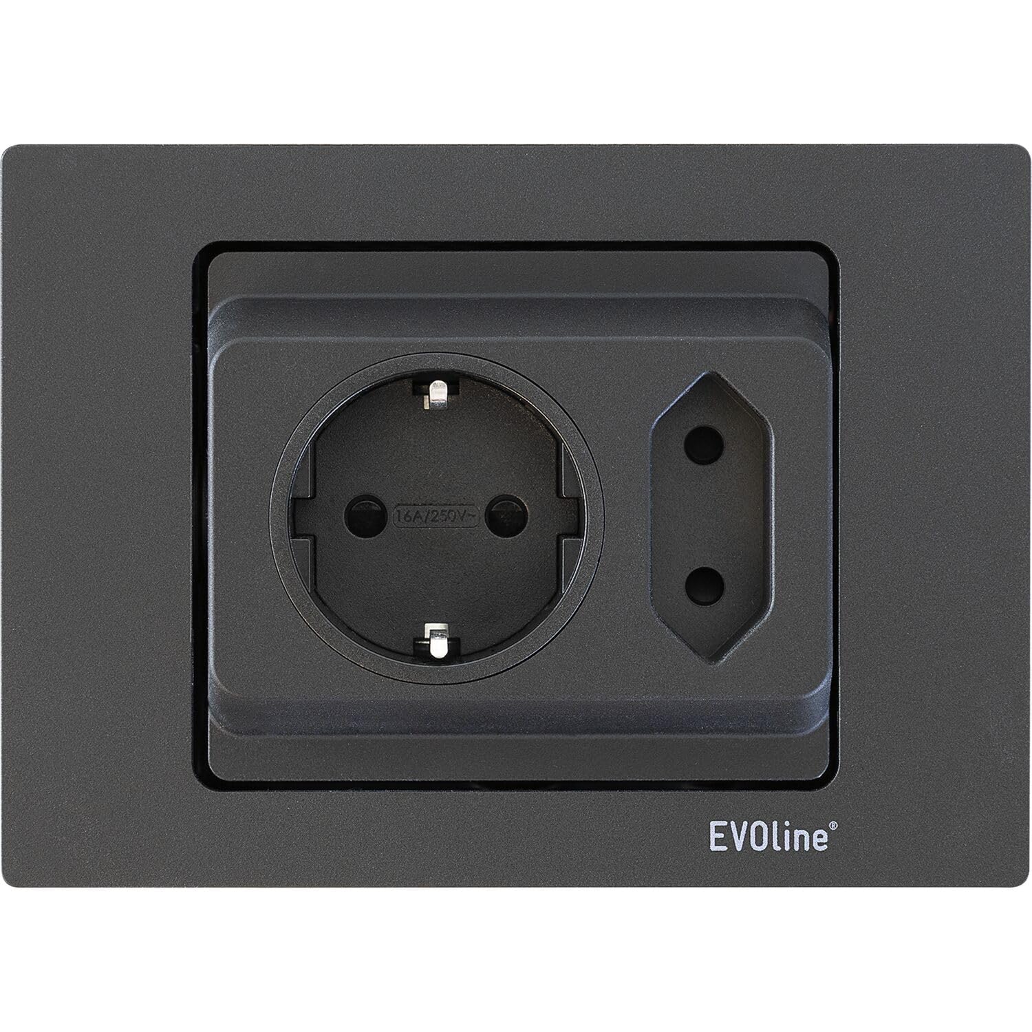 EVOline Spin, 1 presa Schuko, presa europea, nero opaco