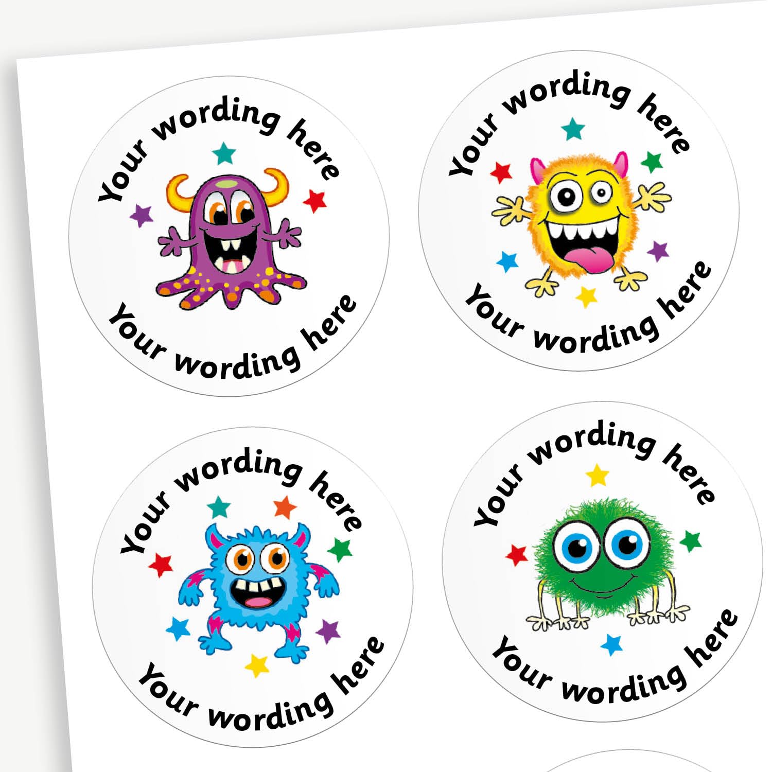 105 Personalised Scented Bubblegum Monsters Motivational School Praise Teachers Reward Stickers 37mm Primary Teaching Services…