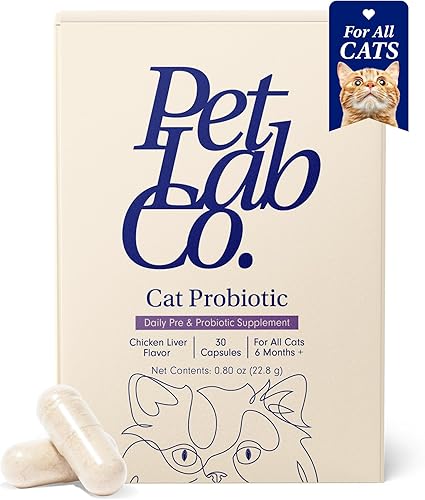 PetLab Co. Probióticos para gatos, apoyo a la salud intestinal, diarrea ocasional, salud digestiva y apoyo inmunológico, fácil de usar, 30 unidades