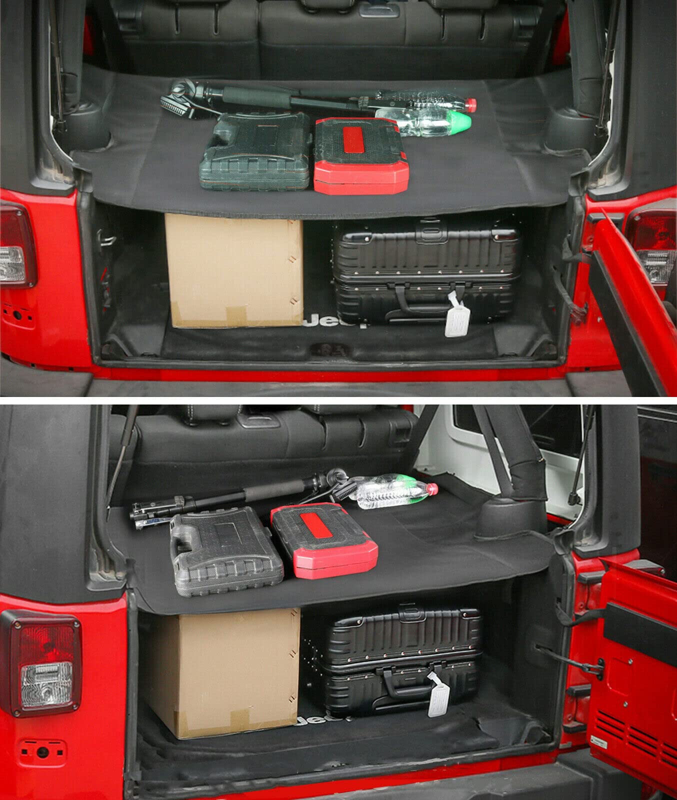 Cargo Cover Baule Posteriore Bagagliaio Tendina Ombra Protector Compatibile con Jeep Wrangler JK JKU 2007-2017 Unlimited 4 Door