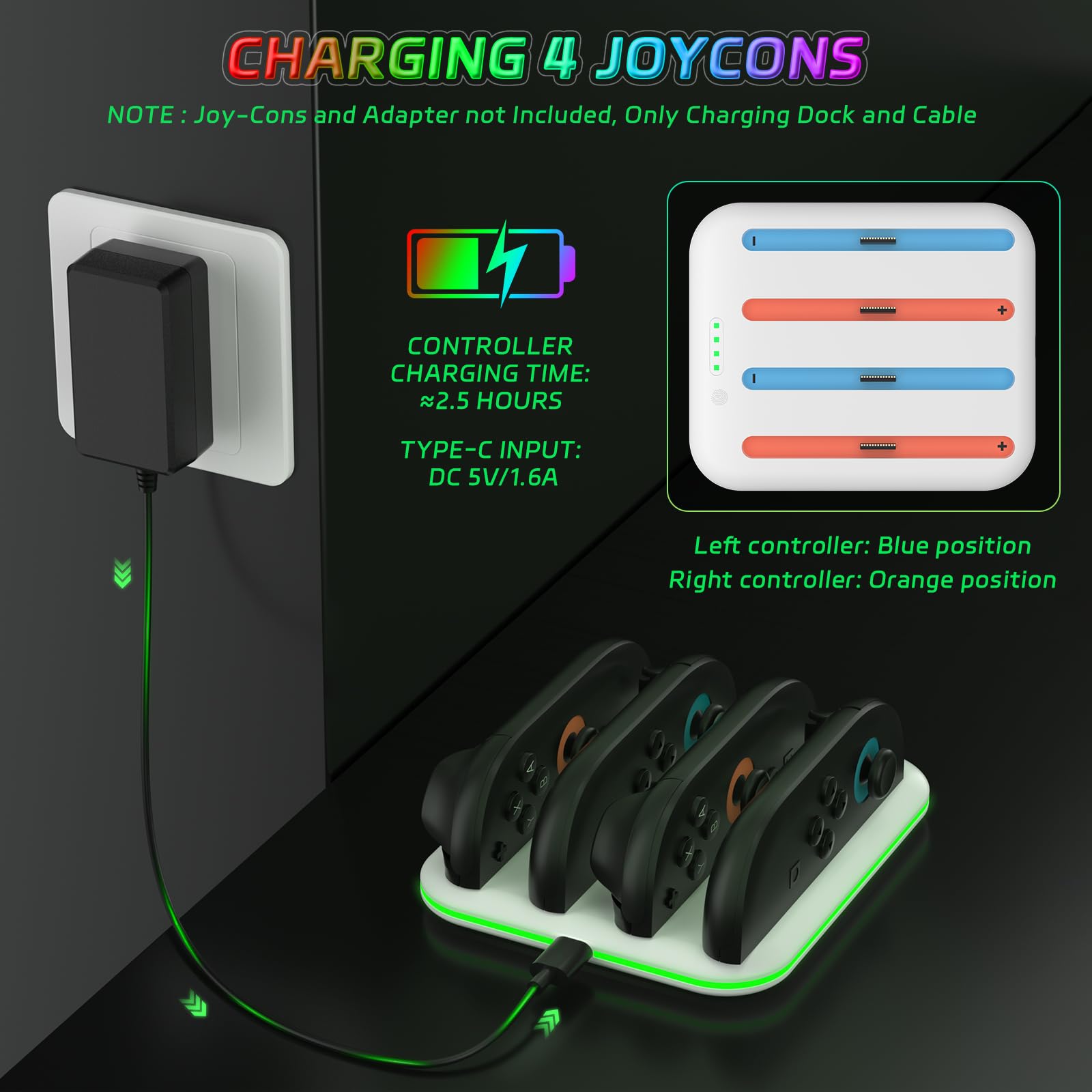 Amazon | JOYTORN Switch 2 コントローラー充電ドック 4-in-1 急速充電