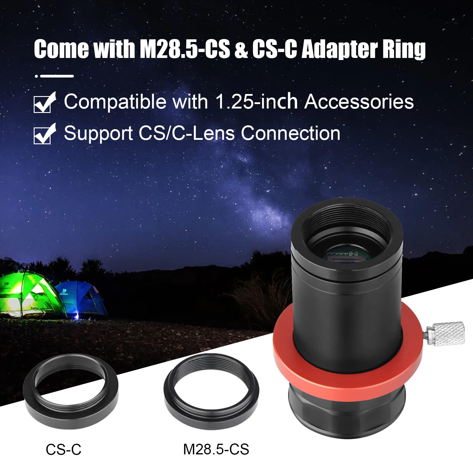 Svbony SV905C Fotocamera per Telescopio, Fotocamera Autoguidante 1,25'', CMOS a Colori da 1,23 MP, USB 2,0, Rivestimento AR, Porta di ST4, Accessorio per Telescopio per Astrofotografia