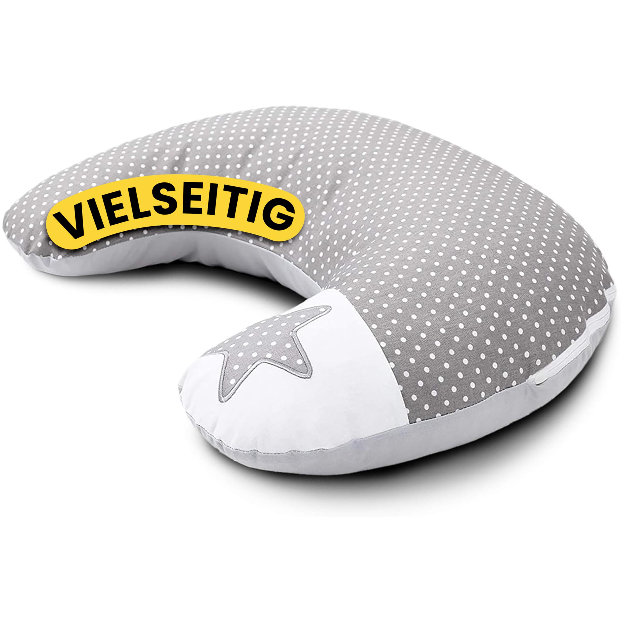 Amilian Cojín de Lactancia con Relleno para bebés pequeños, para bebé, Almohada para Dormir Lateral, Almohada de Embarazo, algodón con Funda (60 x 42 cm) Pregnancy Pillow Gris S01