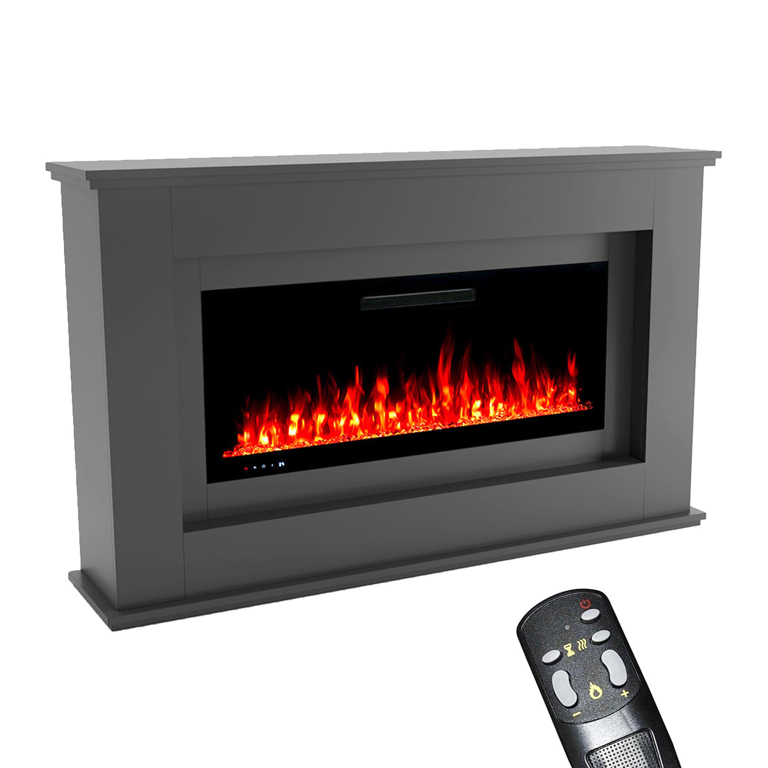 Camino Elettrico GLOW FIRE Rhea Con Riscaldamento - Fuoco LED 5 Colori, Termoventilatore E Telecomando, 158x97x33 Cm - Foto 2