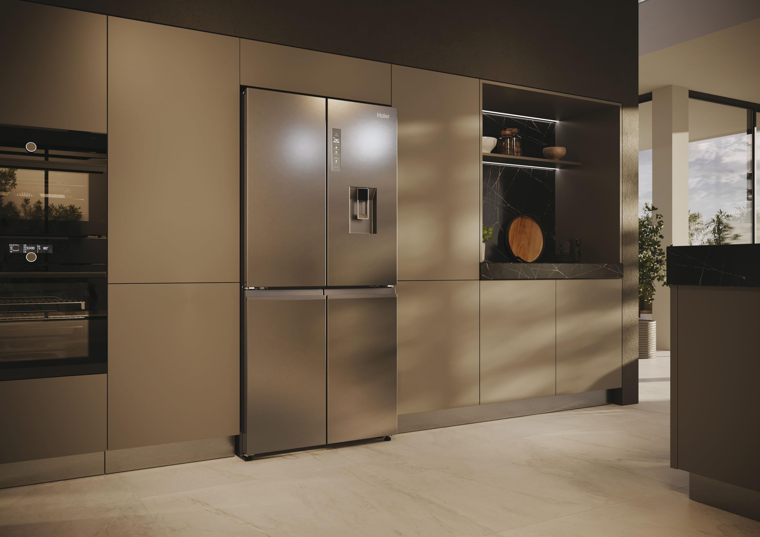 Haier CUBE 83 SERIE 5 HCW58F18EHMP Frigorifero Frigorifero/Total No Frost/Smart Hon-App/Dispenser Acqua & Macchina per cubetti di ghiaccio/ABT Pro/HumidityZone/MySwitchZone/Acciaio inossidabile