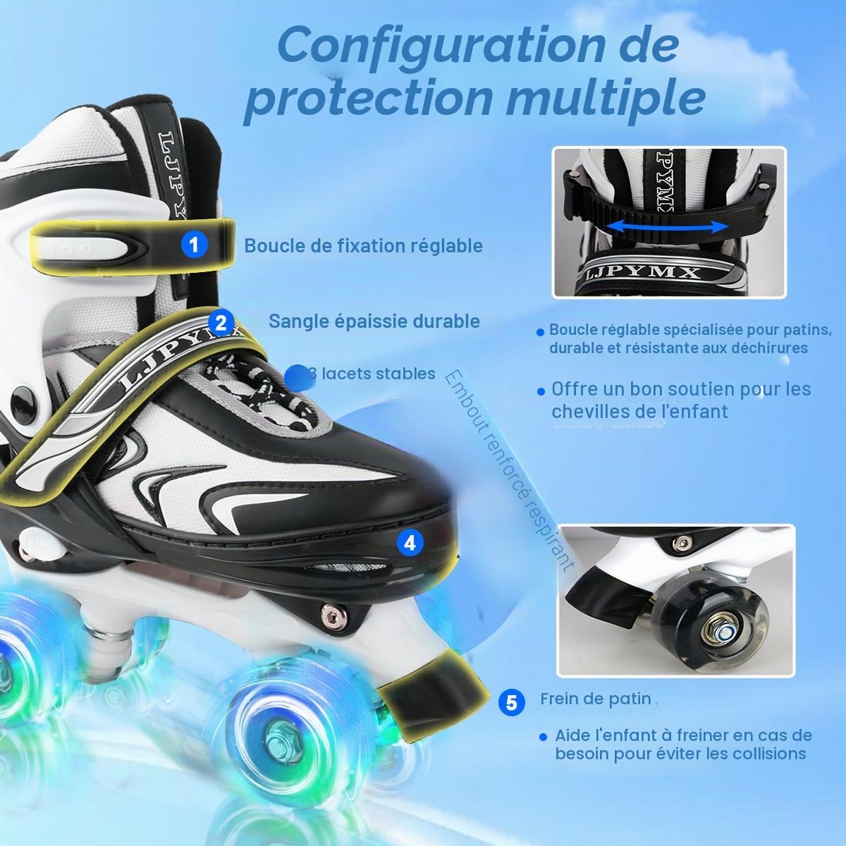 Patins à roulettes réglables pour Enfants Filles débutants | Réglables en 4 tailles