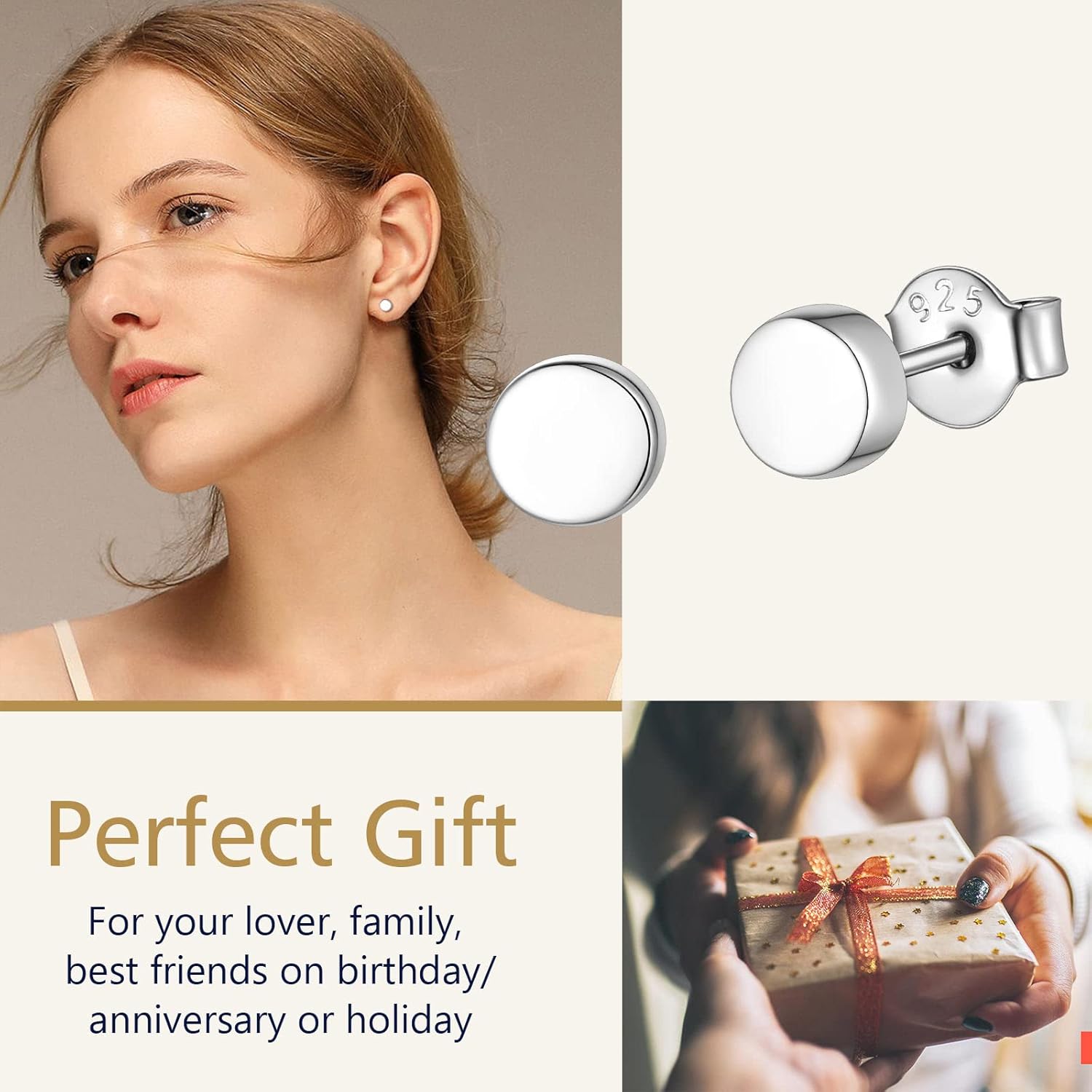 FindChic Hypoallergenic Sterling Silver Small Bar/Heart/Dot/Triangle/Butterfly/Lightning Studs Earrings Minimalist Geometric Jewelry Valentine Gifts for Women Men Girls, with Gift Box - Image 8