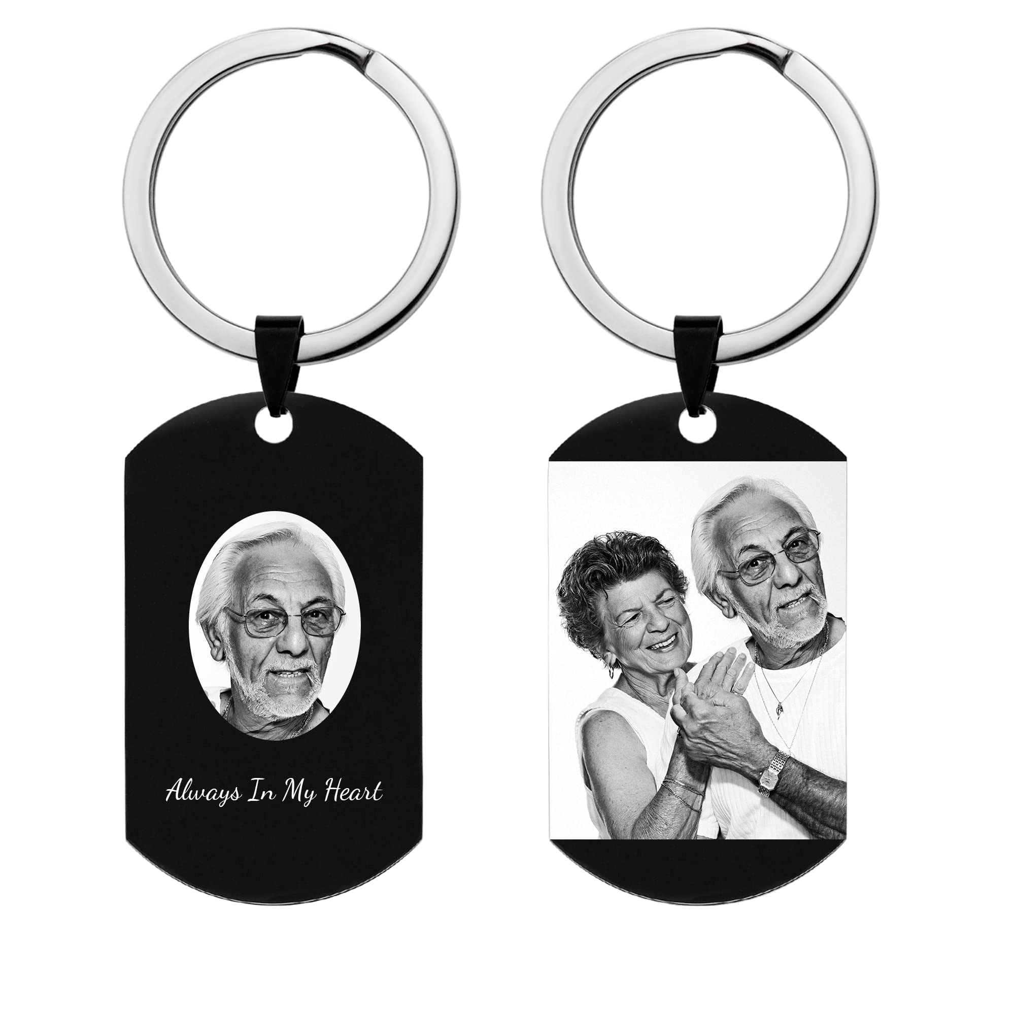Qina C. Personalisierte Gravur Benutzerdefinierte Oval Fingerabdruck Fußabdruck Bild Foto Liebe Hinweis Text Dog Tag Anhänger Schlüsselanhänger Gedenkgeschenke F/Sohn Tochter Papa Mama Familie