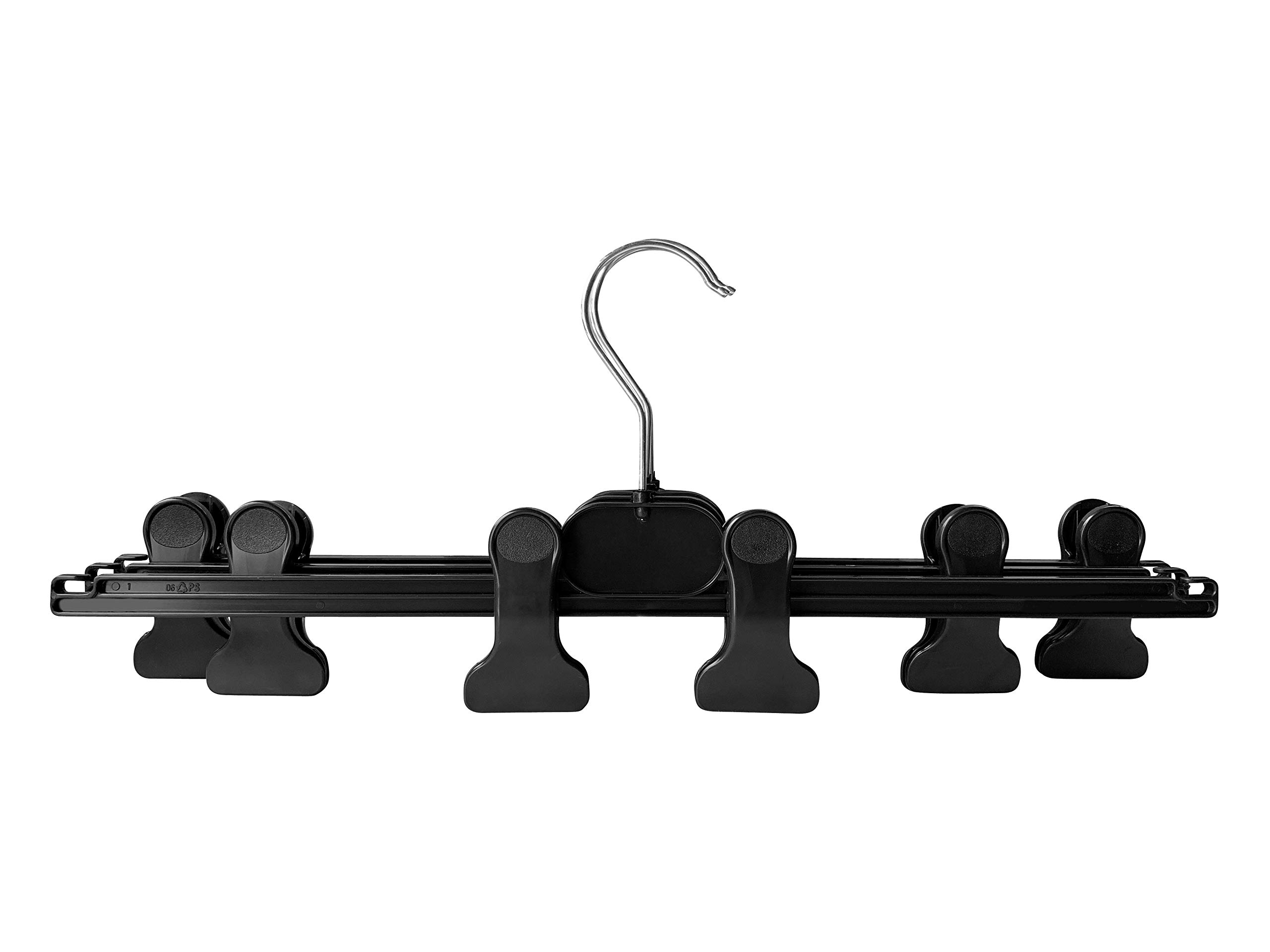 Hosenbügel Hosenspanner 50 Stück Kleiderbügel Kunststoff 36 cm | rutschfeste gummierte und verstellbare Klammern | 360° drehbarer Haken | platzsparend