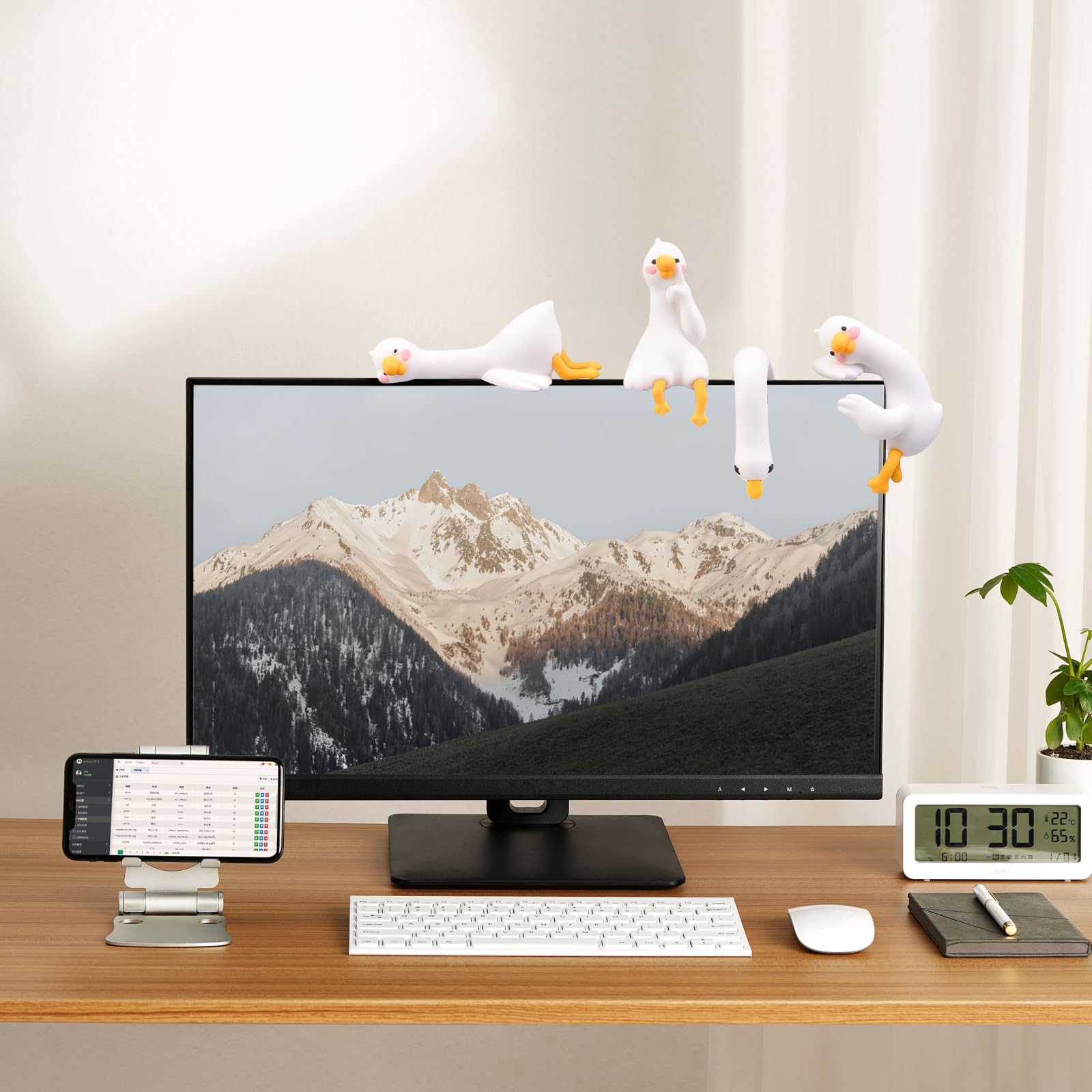 4 mini statuette d'oca per ufficio, decorazione da scrivania, divertenti gadget da ufficio, decorazione per scrivania, TV, piccoli animali, regali per colleghi
