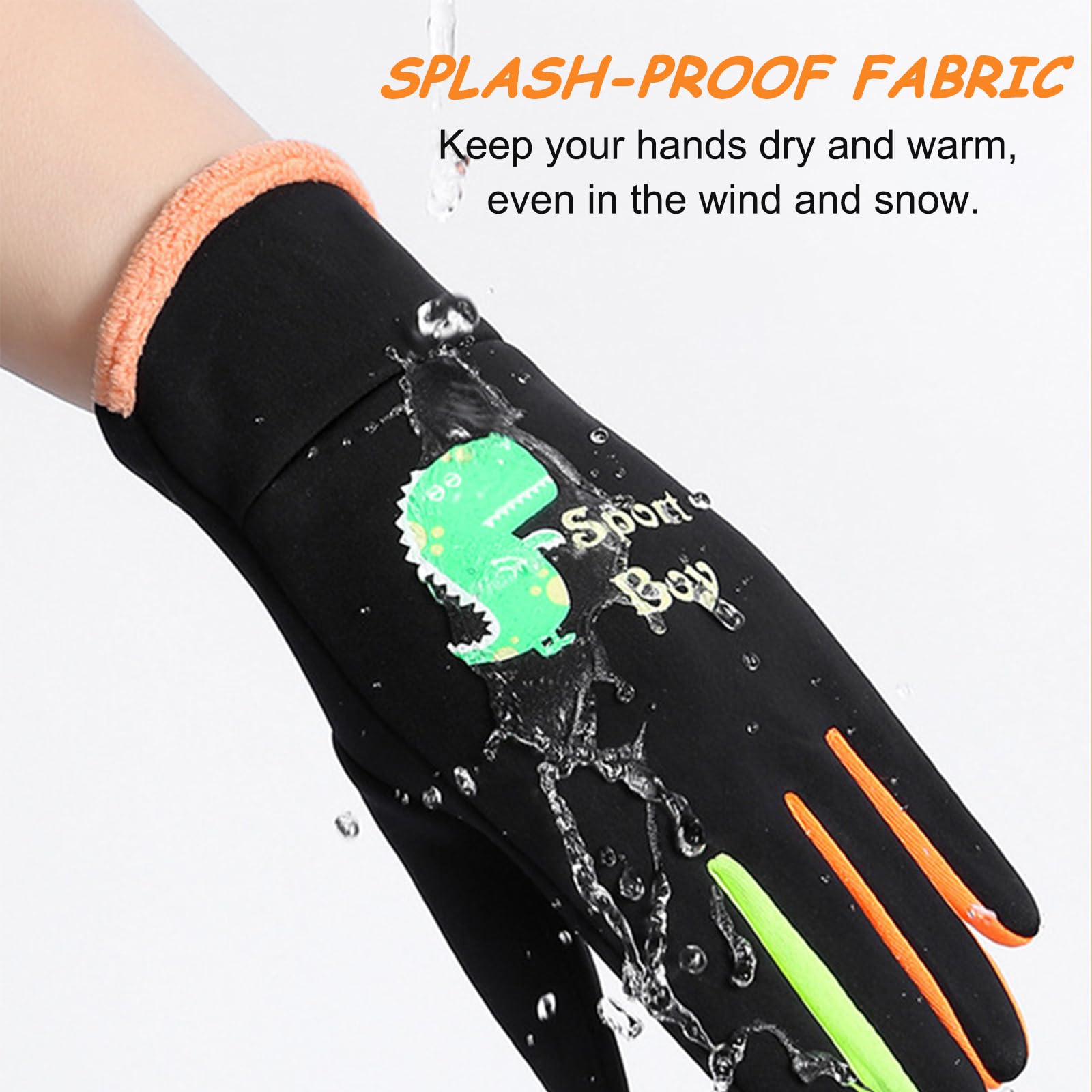 Moufles De Ski Enfant Dinosaure - Chaudes, étanches - Taille 3-7 Ans - Pour Snowboard Et Jeux Neige