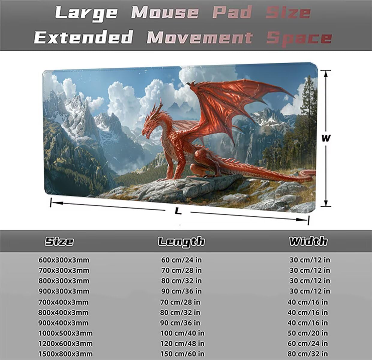 Podkładka pod mysz do gier, 1200 x 600 x 3 mm, XXL, duża, antypoślizgowa, wodoodporna, rozszerzona długa klawiatura podkładka pod mysz, akcesoria biurowe, do gier, komputera, komputera zwierzęcego
