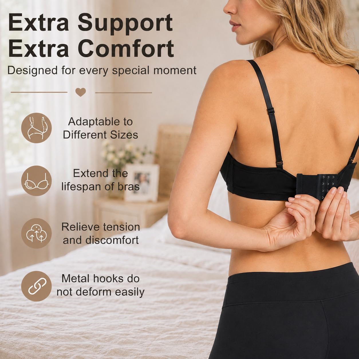 8PCS Women's Bra Extender 4 Hook Bra Extension Strap Soft Stretchy Back and Comfortable image 5