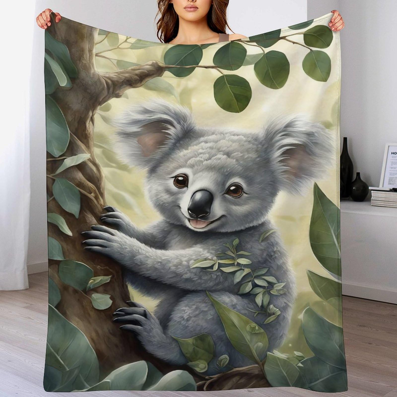 Couverture Koala en flannel polaire douce 130x150cm pour lit et canape