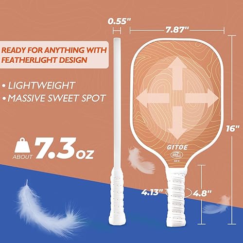 Miniatura 3 de Pickleball Paddle USAPA Approved Pickle Ball Paddle Carbon Fiber Pickleball Set with Paddle Cover, Lightweight Graphite Pickleball Paddles